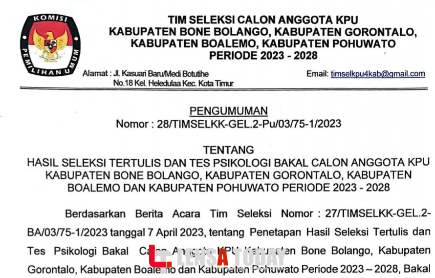 Timsel Anggota KPU Umumkan Nama-Nama Lulus Seleksi Tes Tertulis dan Tes Psikologi, Berikut Daftarnya