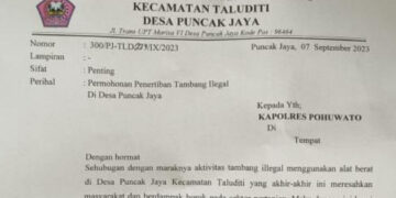 Dikuasai Mayoritas Luar Daerah, Pemdes Puncak Jaya Desak Polres Pohuwato Tertibkan PETI di Taluditi