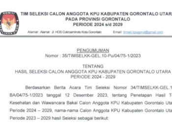 Timsel Umumkan 10 Besar Calon Komisioner KPU Kabupaten Gorontalo Utara