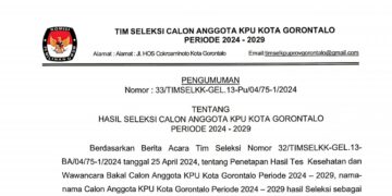 Timsel Umumkan 10 Nama Calon KPU Kota Gorontalo