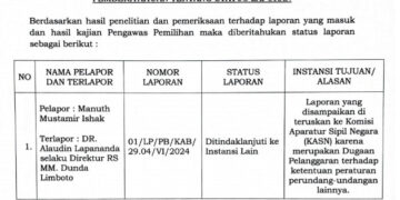 Dugaan Pelanggaran Netralitas ASN, Bawaslu Kabgor Rekomendasikan Ke KASN Laporan BEM Gorontalo