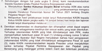 Berikut Isi Rekomendasi KASN, Dugaan Oknum Kadis Yang Mendapat Sanksi Hukuman Disiplin Berat