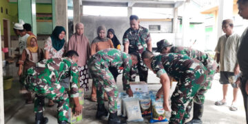 Kodim 1315/Kabupaten Gorontalo Salurkan Sembako Bagi Warga Terdampak Banjir