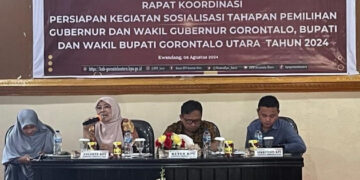 KPU Gorontalo Utara Gelar Rapat Koordinasi Persiapan Sosialisasi Tahapan Pilkada 2024