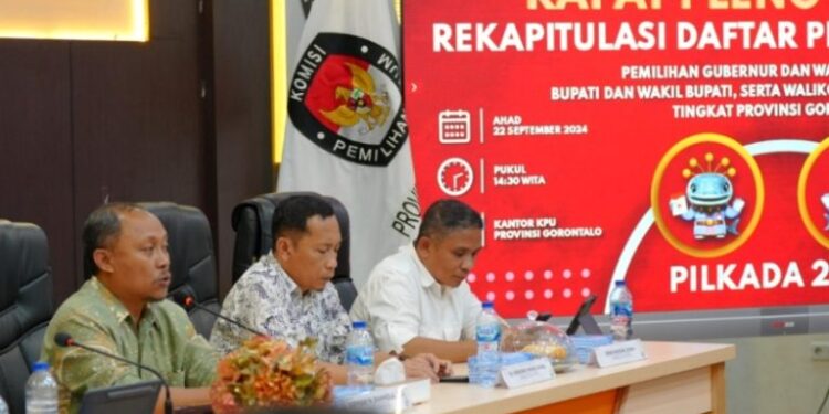 KPU Gorontalo Gelar Pleno Terbuka Rekapitulasi DPT Pilkada 2024