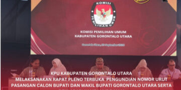 KPU Gorut Gelar Rapat Pleno Terbuka Pengundian Nomor Urut Calon Bupati dan Wakil Bupati serta Deklarasi Kampanye Damai
