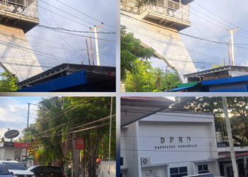 Kabel Dibawah Menara Limboto Depan Kantor DPRD Kabupaten Gorontalo Semrawut