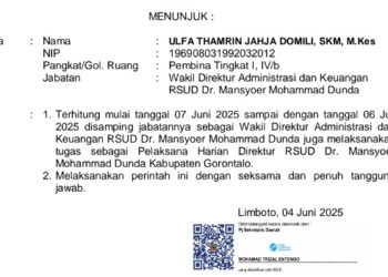 SK Perpanjangan Plh Direktur RSUD MM Dunda Limboto Beredar, Jabatan Ulfa Thamrin Jahya Domili Diperpanjang