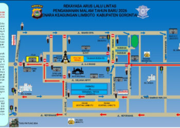Polres Gorontalo Terapkan Rekayasa Lalu Lintas di Kawasan Menara Keagungan Limboto Saat Malam Tahun Baru 2026