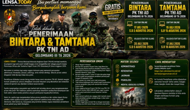 Pendaftaran Bintara dan Tamtama PK TNI AD Gelombang III TA 2026 Resmi Dibuka, Ini Syarat dan Jadwalnya