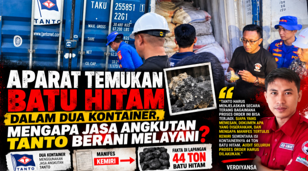 Batu Hitam 44 Ton, Aktivis Soroti Jasa Kontainer Tanto dan Tuntut Audit Proses Order